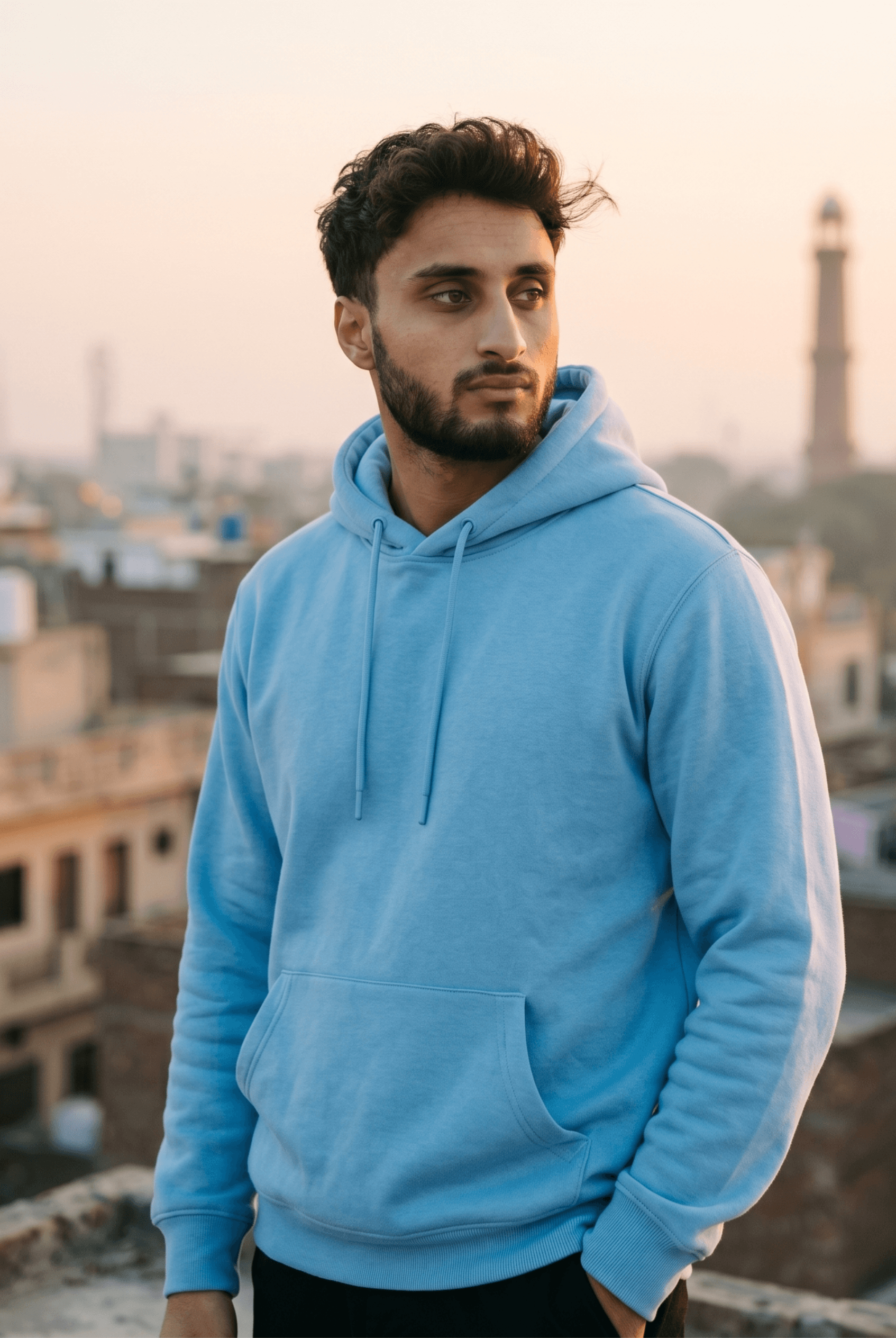 Model wearing Taskin Hoodie by Sukoon Fit — Pakistan